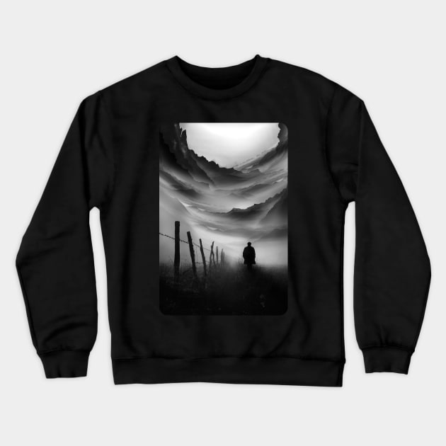 Going Nowhere Black and White Abstract Illustration Crewneck Sweatshirt by StoianHitrov